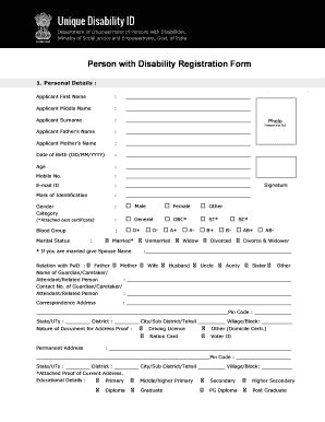 Persons with Disability Application Form .